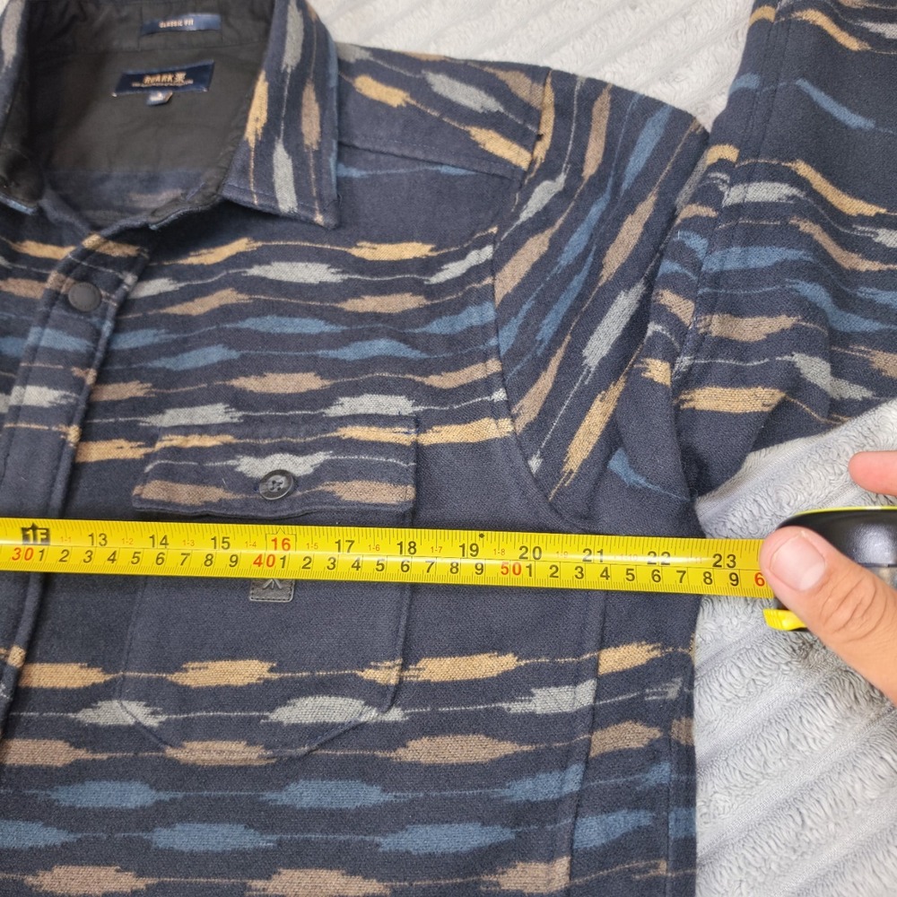Roark Andes Heavyweight Flannel Shirt Jacket Men's Large Navy Sosho Snaps - Picture 6 of 12